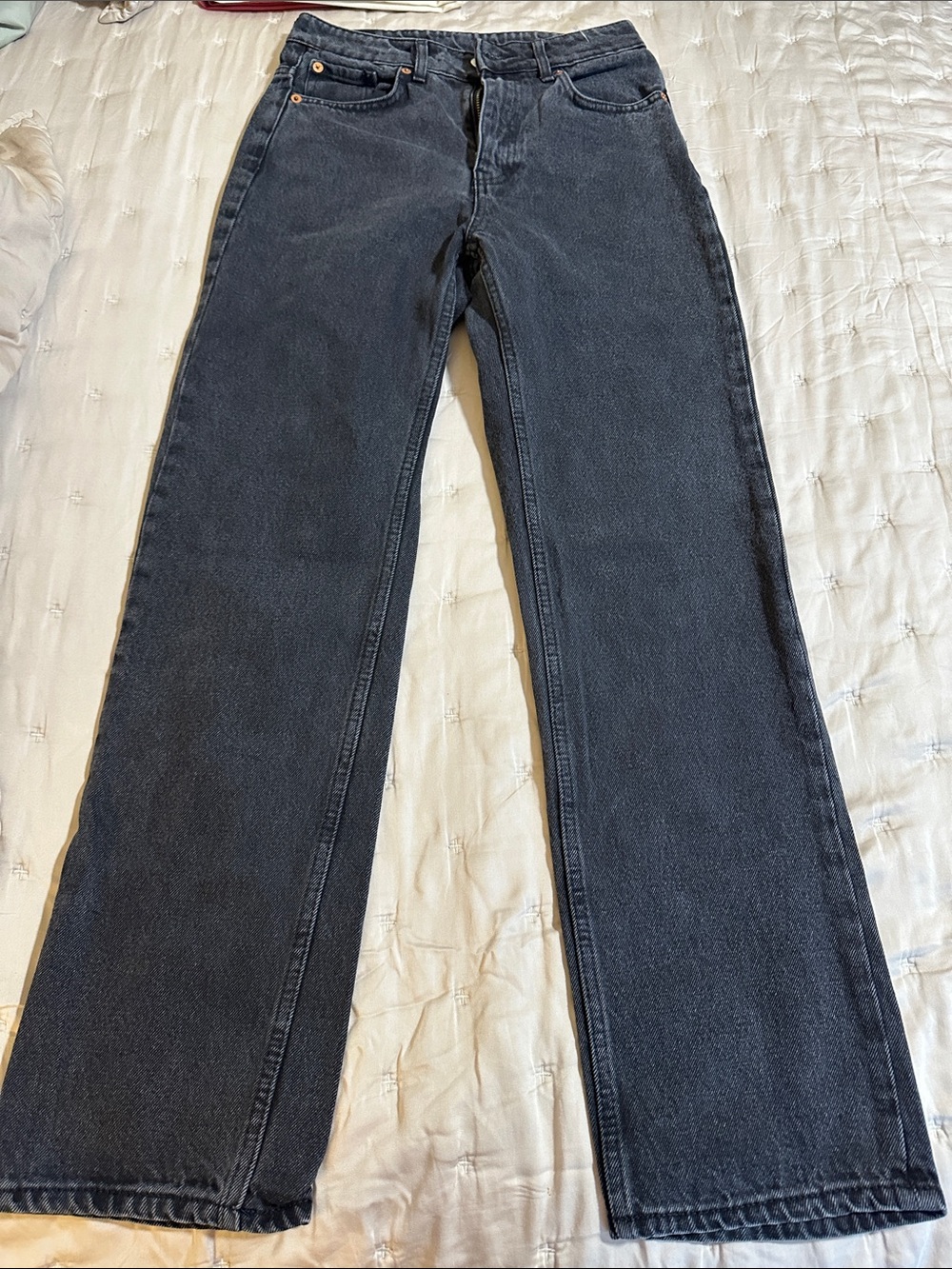 Weekday Women's Flare Jeans — Washed Black Denim
